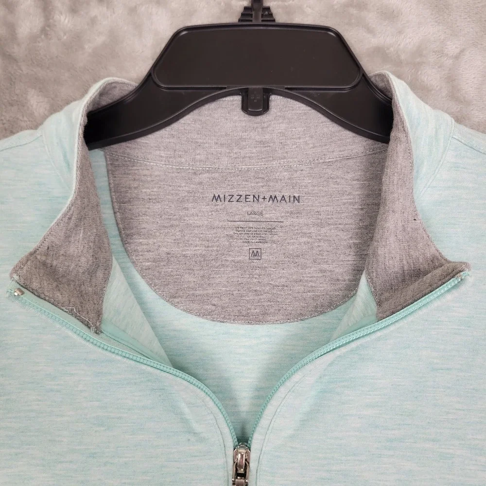 Mizzen+Main Women's Large Mint Green Heather Quarter Zip Fleece Golf‎ Pullover